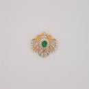 Traditional Floral Emerald and Diamond Gold Pendant