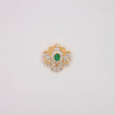 Traditional Floral Emerald and Diamond Gold Pendant