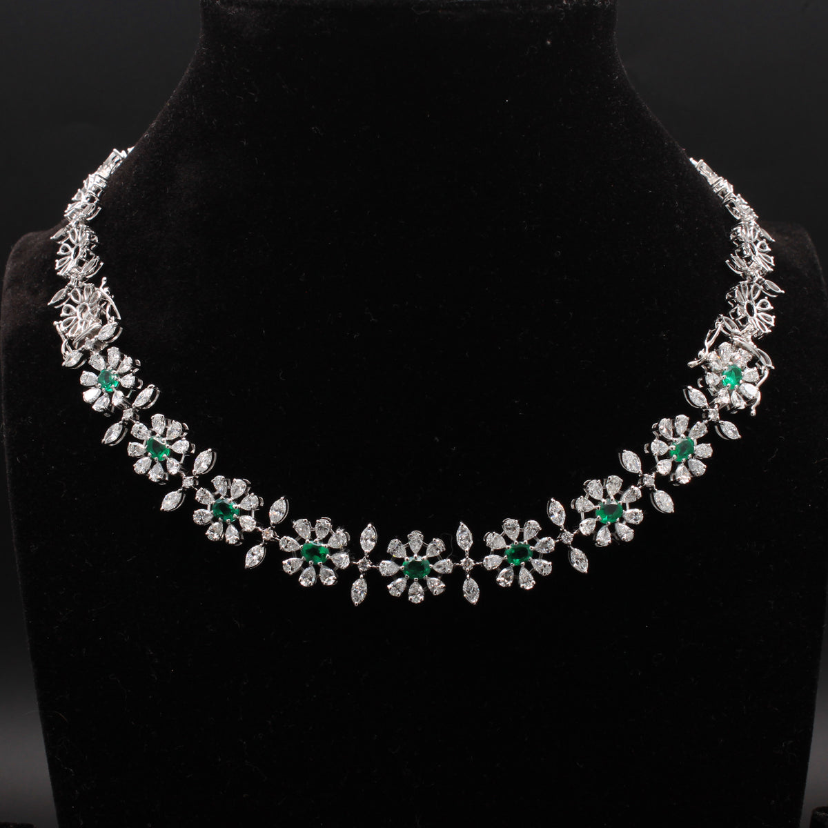 Emerald Floral Diamond Necklace