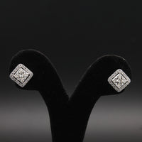 Princess-Cut Diamond Halo Studs