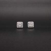 Princess-Cut Diamond Halo Studs