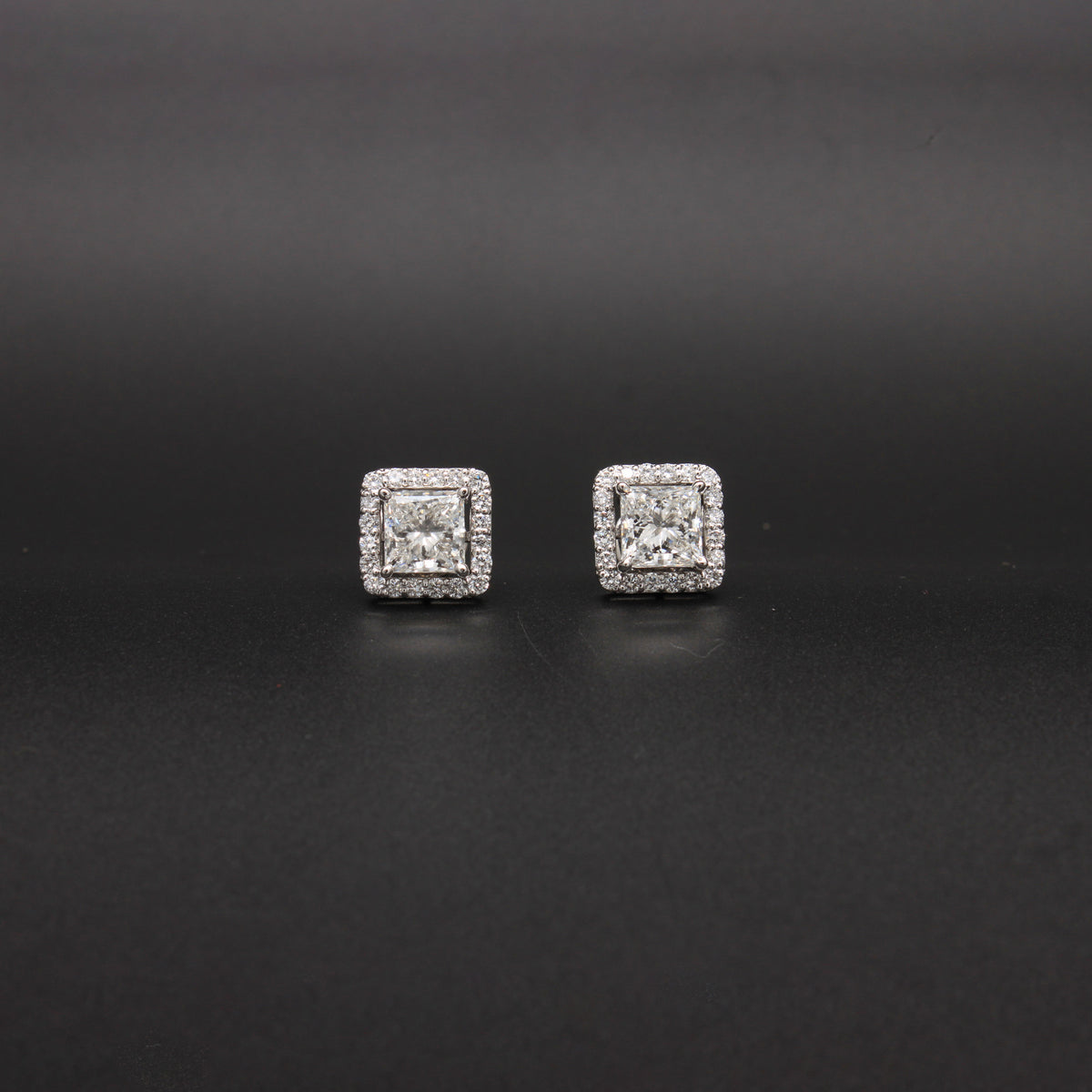 Princess-Cut Diamond Halo Studs