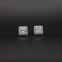 Princess-Cut Diamond Halo Studs