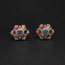 Multi-Gemstone Navratna Floral Studs