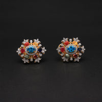 Multi-Gemstone Navratna Floral Studs
