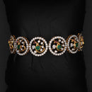 Emerald & Diamond Floral Halo Bangle