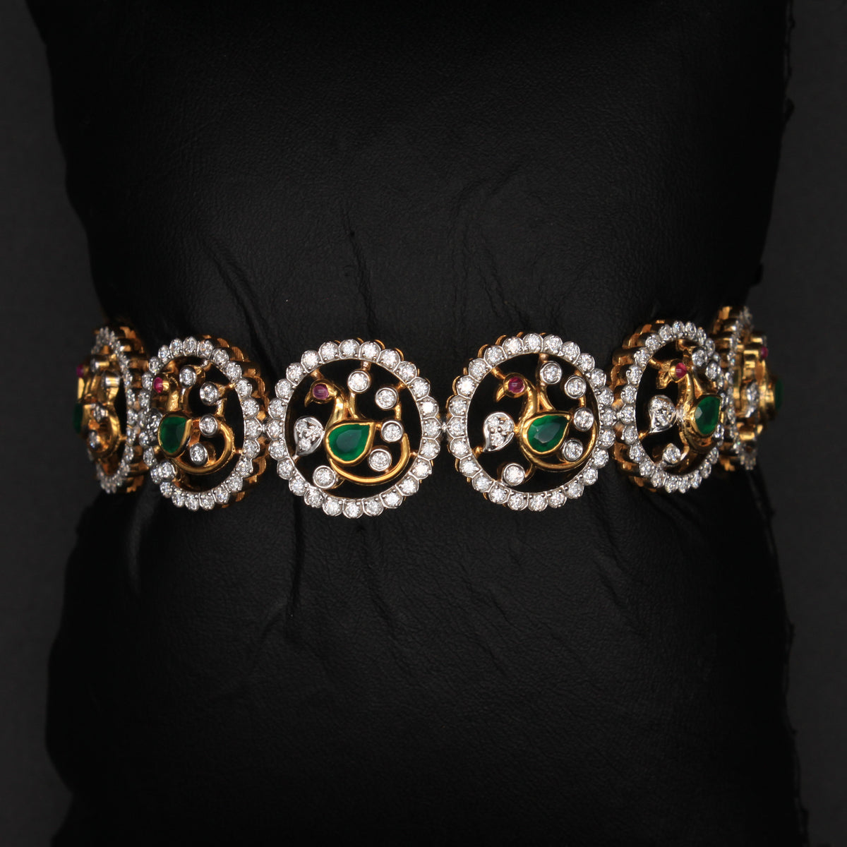 Emerald & Diamond Floral Halo Bangle
