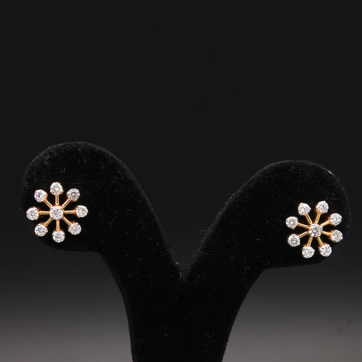 Luminous Sunburst Diamond Blossom Studs