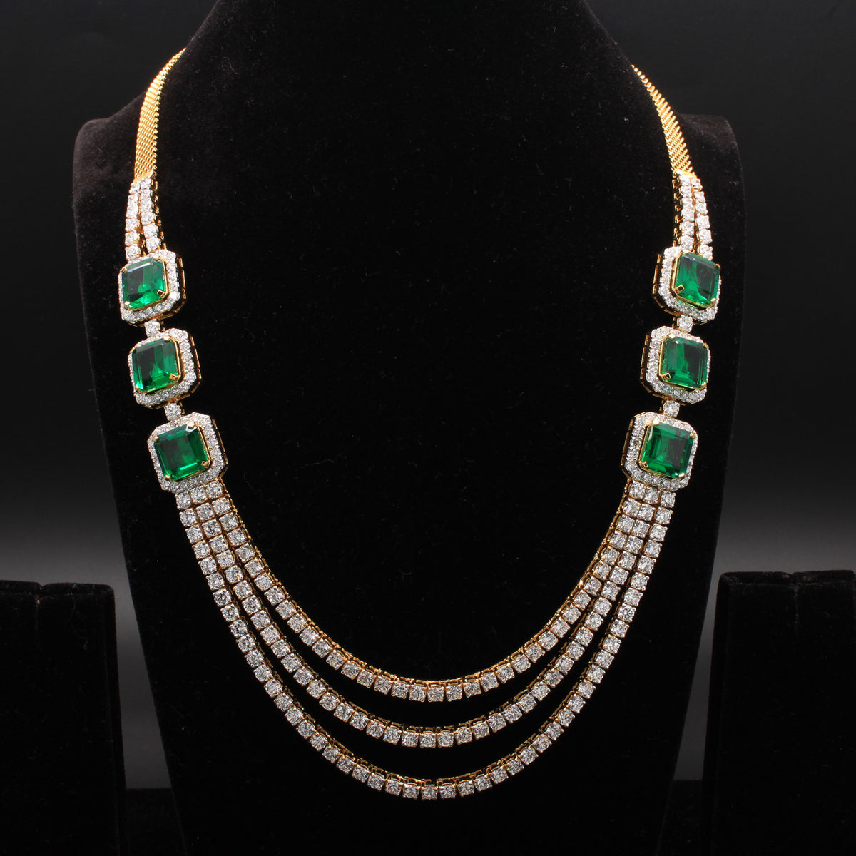 Emerald Diamond Layered Necklace