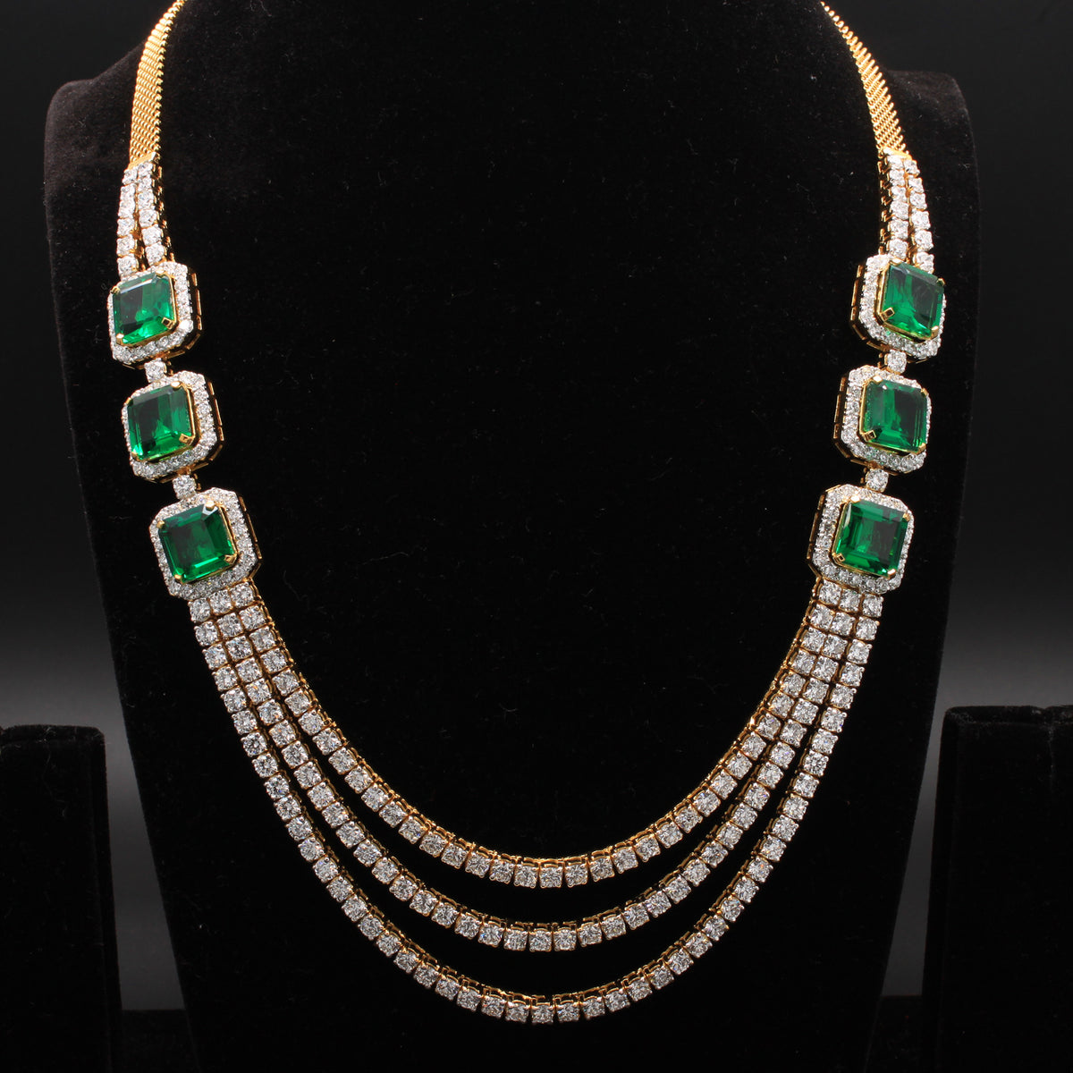 Emerald Diamond Layered Necklace