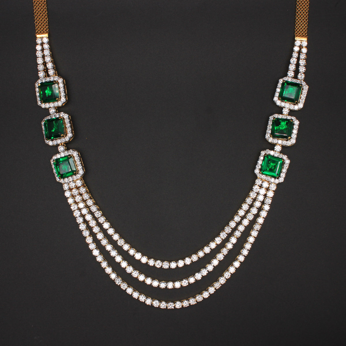 Emerald Diamond Layered Necklace
