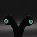Emerald & Diamond Classic Halo Studs