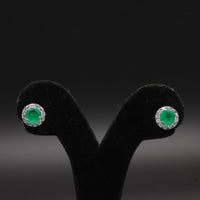 Emerald & Diamond Classic Halo Studs