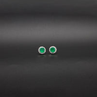 Emerald & Diamond Classic Halo Studs