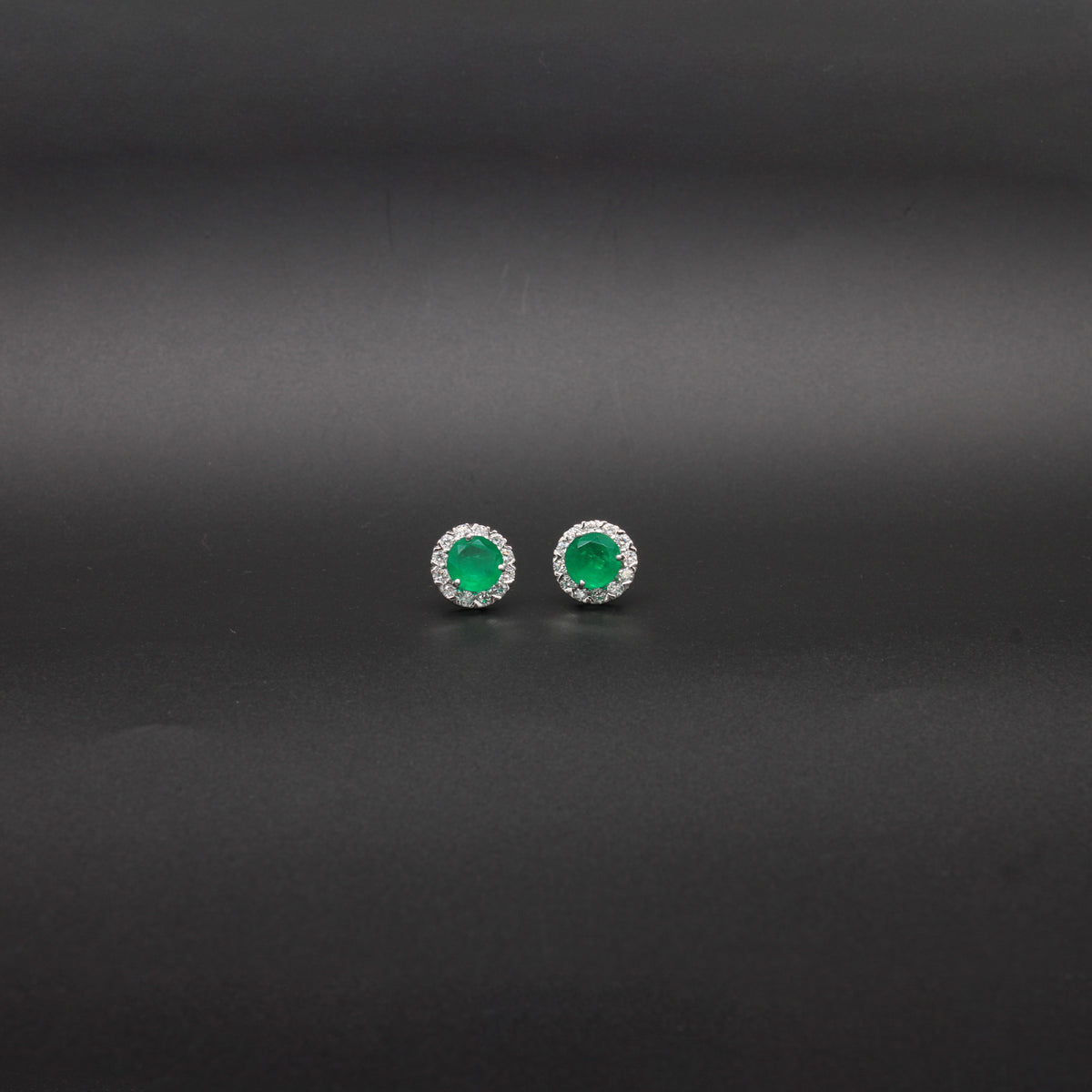 Emerald & Diamond Classic Halo Studs
