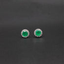 Emerald & Diamond Classic Halo Studs