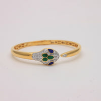Enamel and Diamond Serpent Head Bangle.