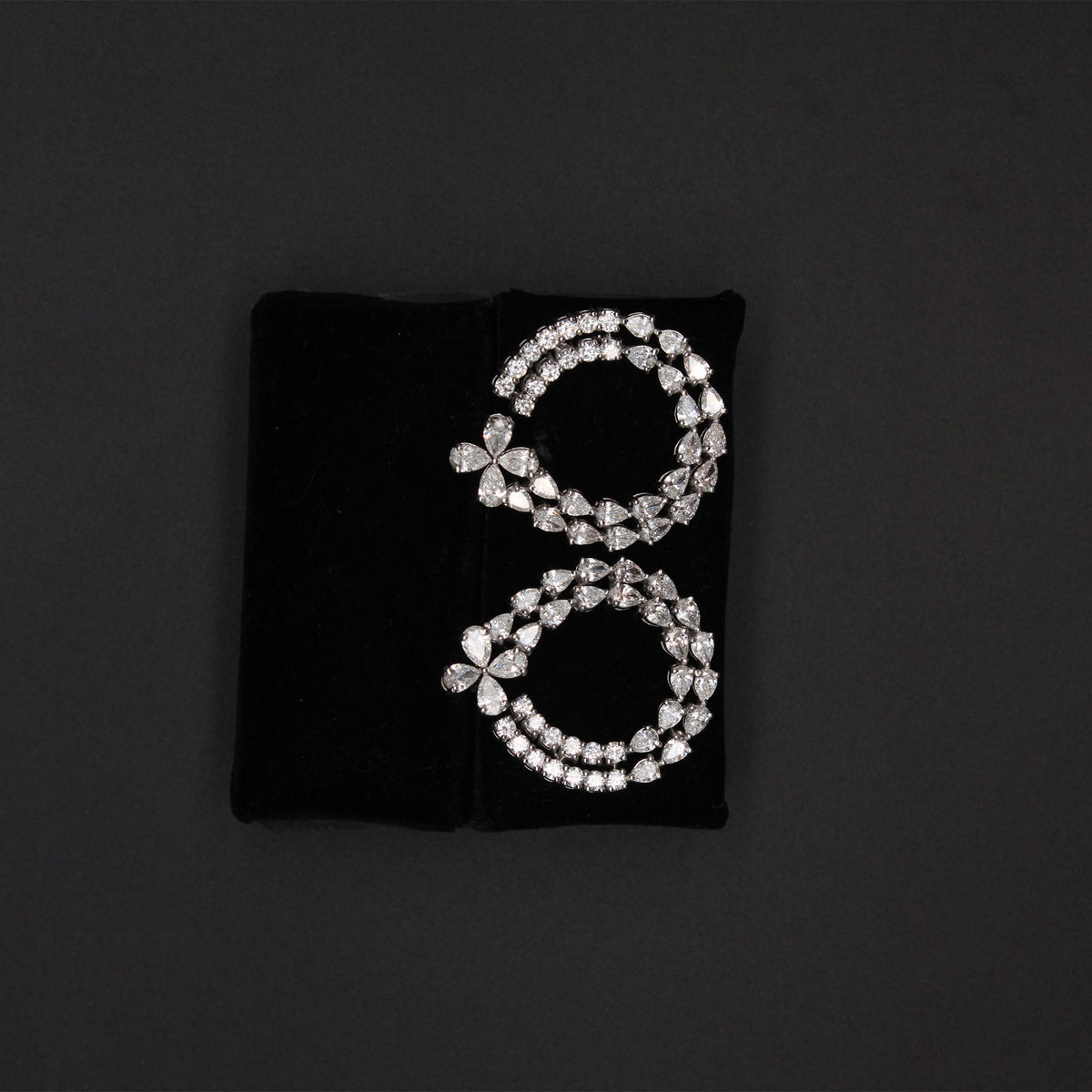 Pear-Cut Diamond Double Halo Drop Earrings