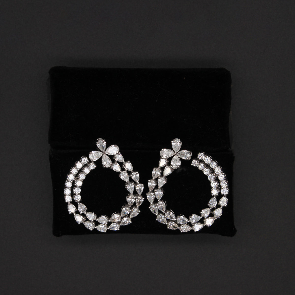 Pear-Cut Diamond Double Halo Drop Earrings