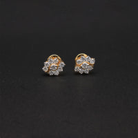 Radiant Gold-Ribboned Diamond Blossom Studs