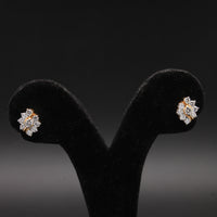 Radiant Gold-Ribboned Diamond Blossom Studs