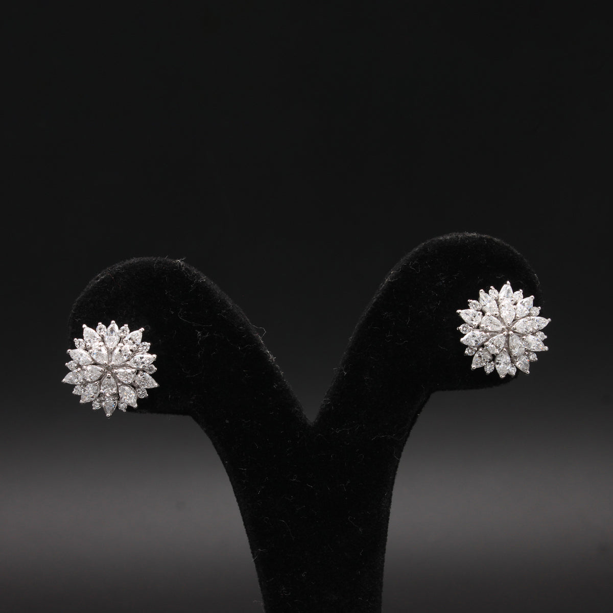 Triple-Tiered Radiant Diamond Blossom Studs