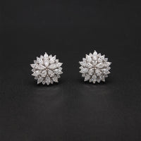 Triple-Tiered Radiant Diamond Blossom Studs