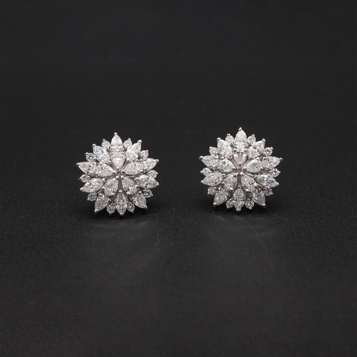 Triple-Tiered Radiant Diamond Blossom Studs