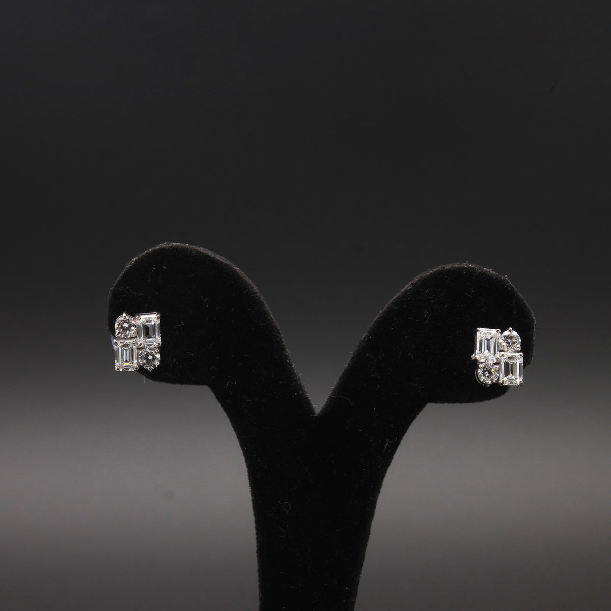 Diamond Mixed-Cut Mosaic Stud Earrings