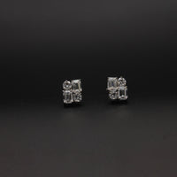 Diamond Mixed-Cut Mosaic Stud Earrings