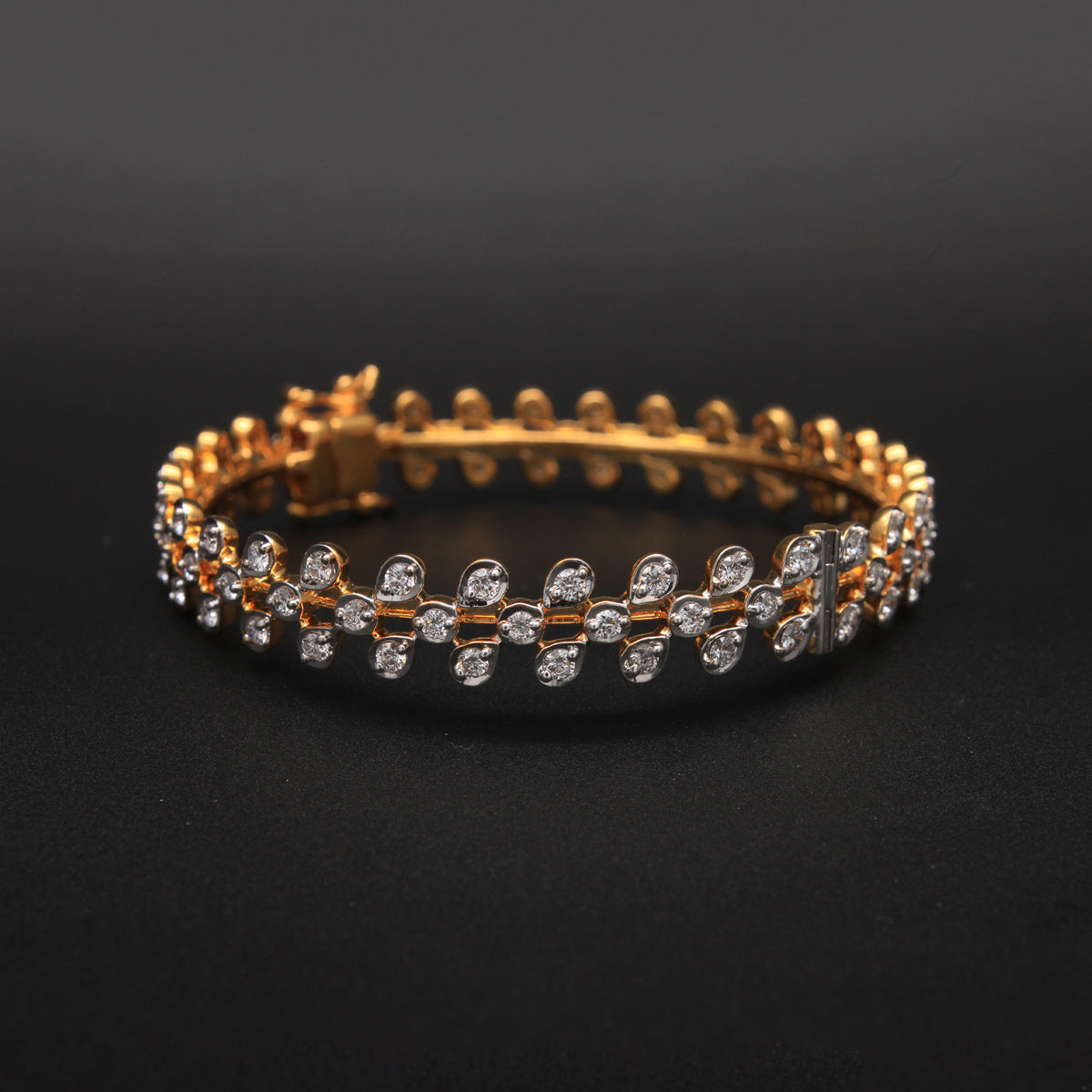 Two-Tone Laurel Leaf Diamond Bangle