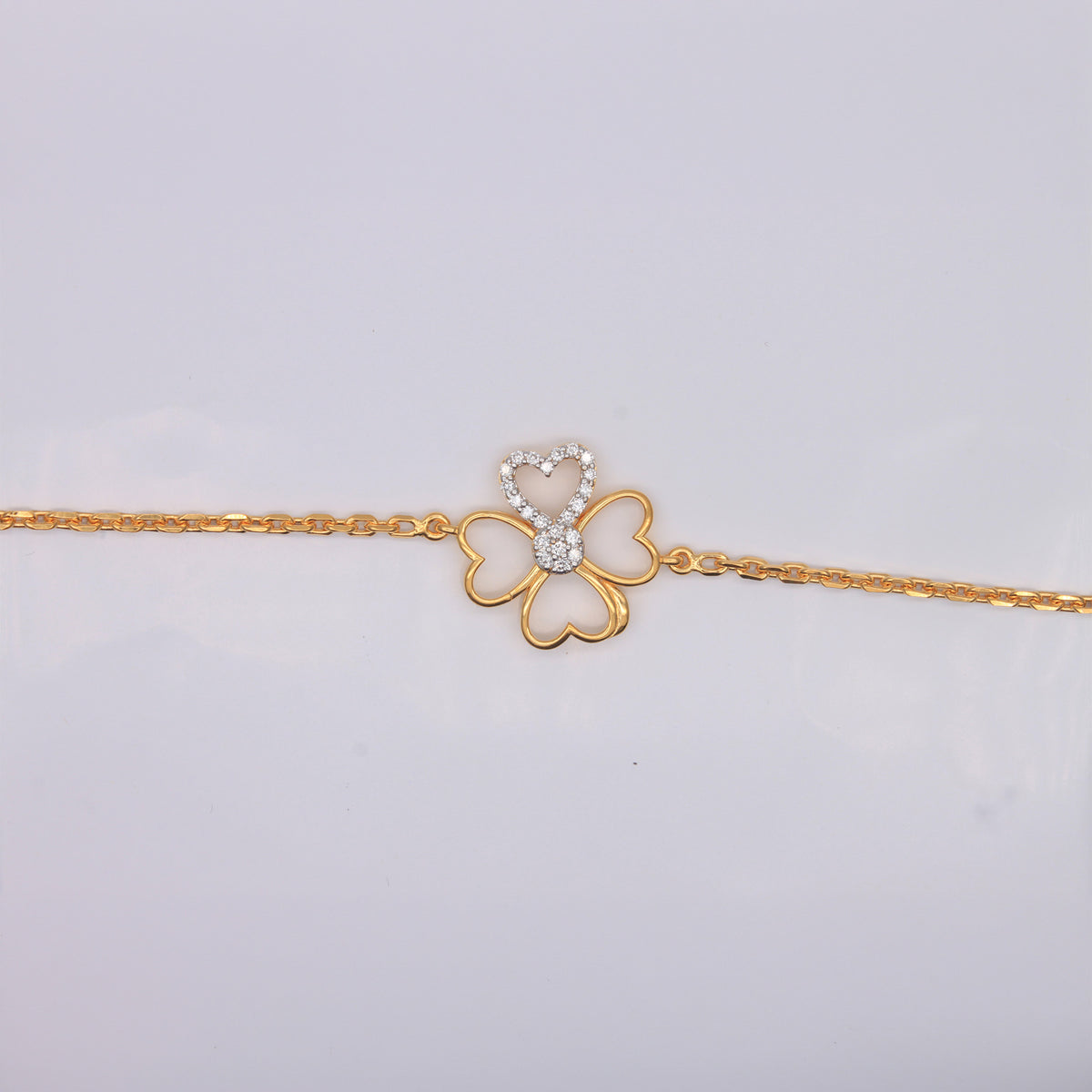 Diamond-Accent Four-Leaf Heart Clover Bracelet