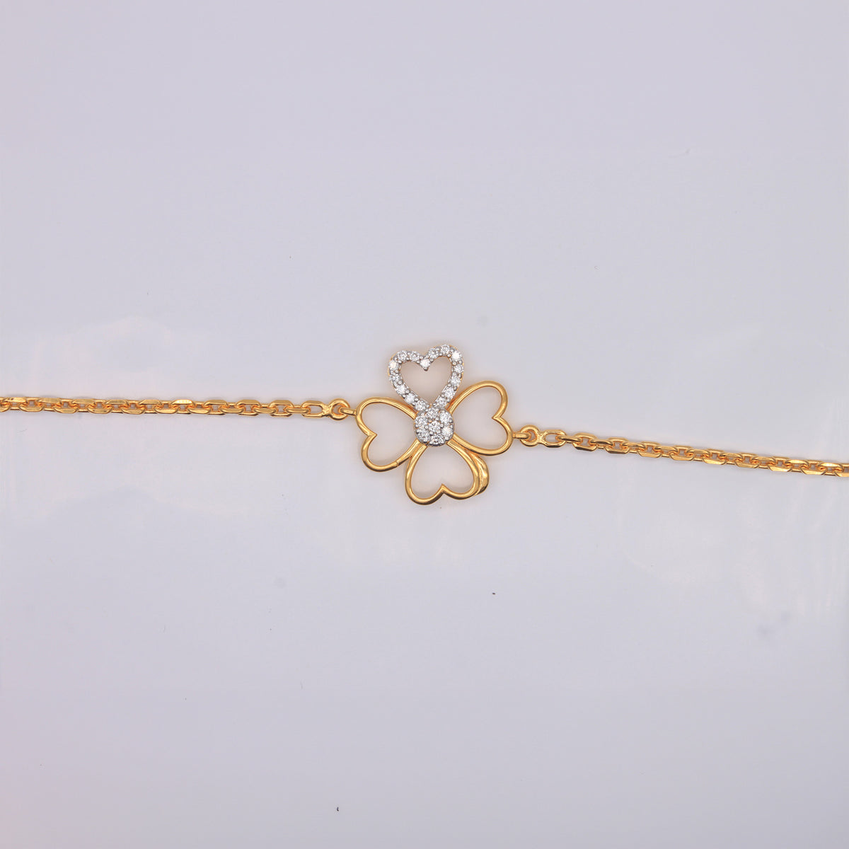 Diamond-Accent Four-Leaf Heart Clover Bracelet