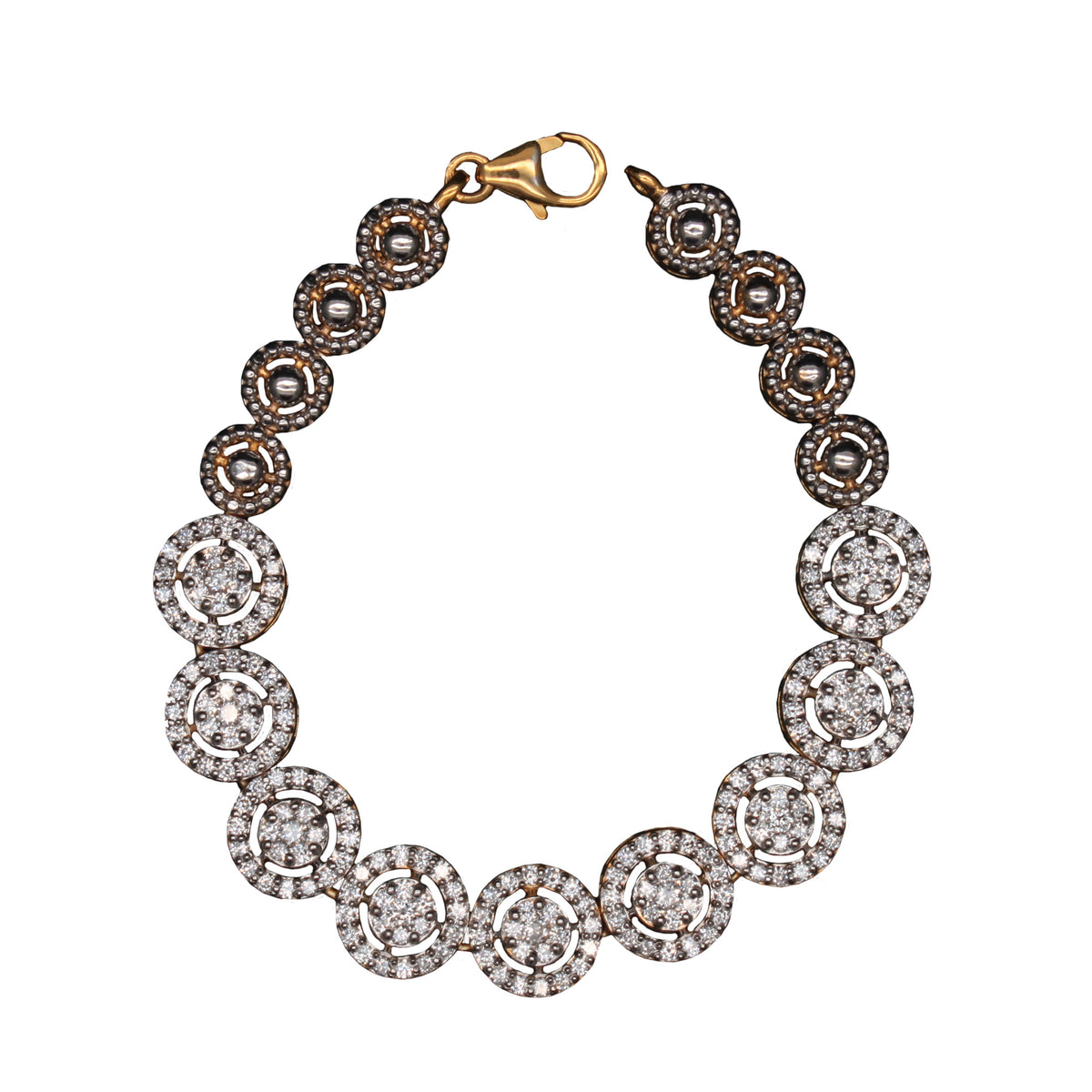 Diamond Halo Cluster Link Bracelet