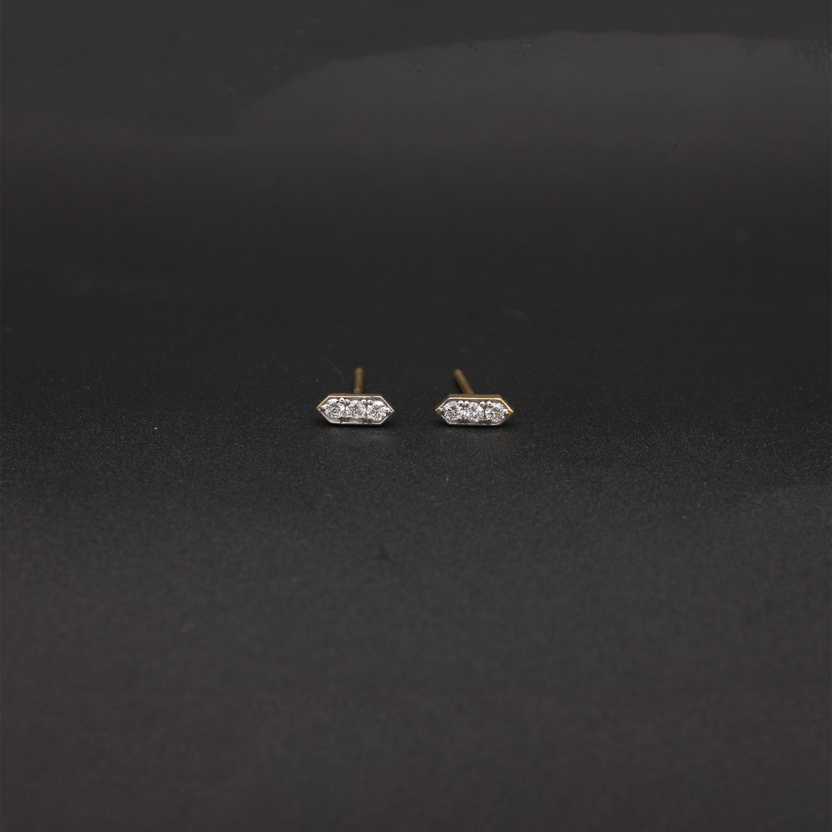 Minimalist Tapered Hexagonal Diamond Studs
